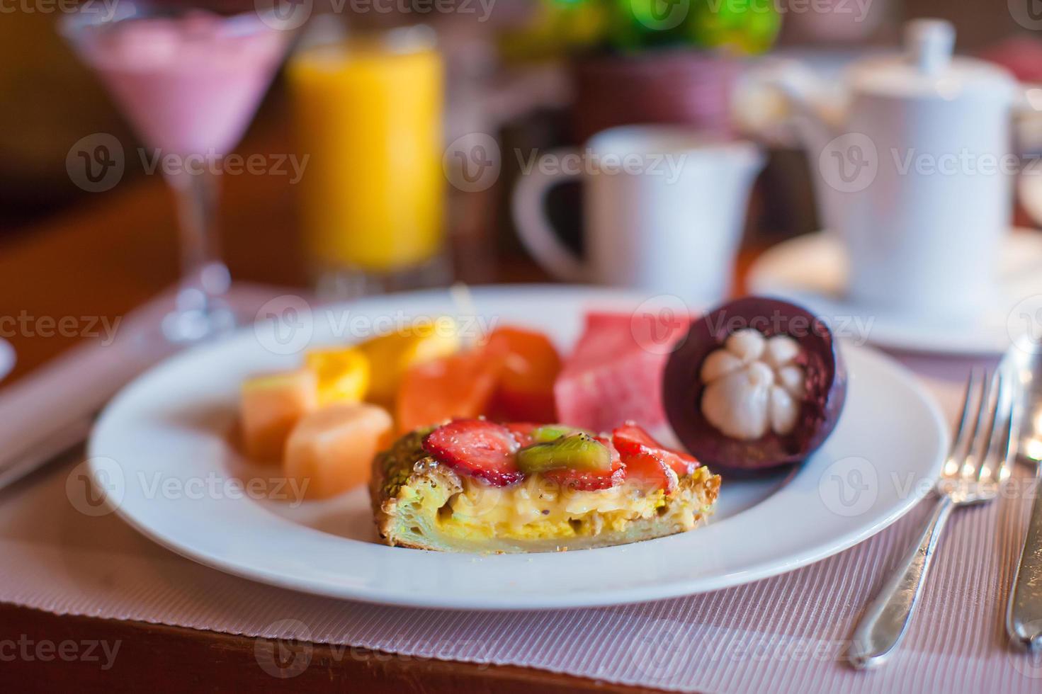 Aussicht von köstlich Frühstück foto