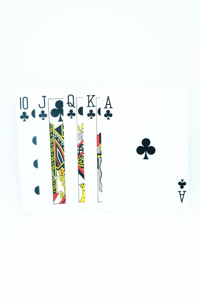 Poker Vereine königlich spülen ebenfalls bekannt wie Kleeblatt königlich spülen auf Weiß Hintergrund foto