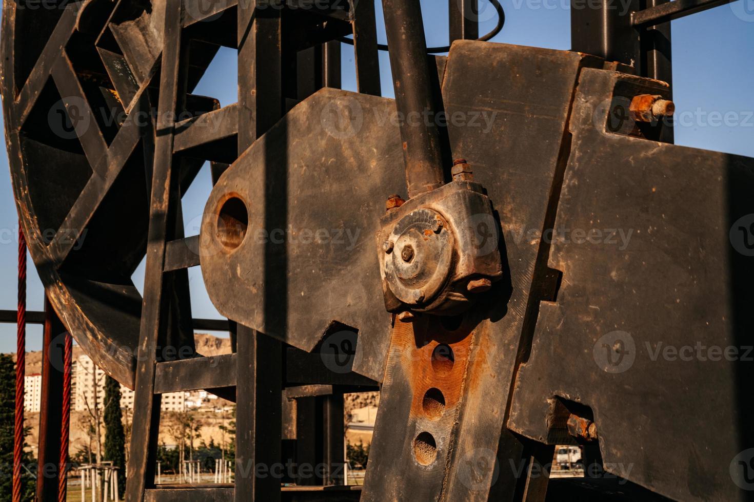 Öl Pumpe Nahansicht Einzelheiten. Öl Industrie Ausrüstung. foto