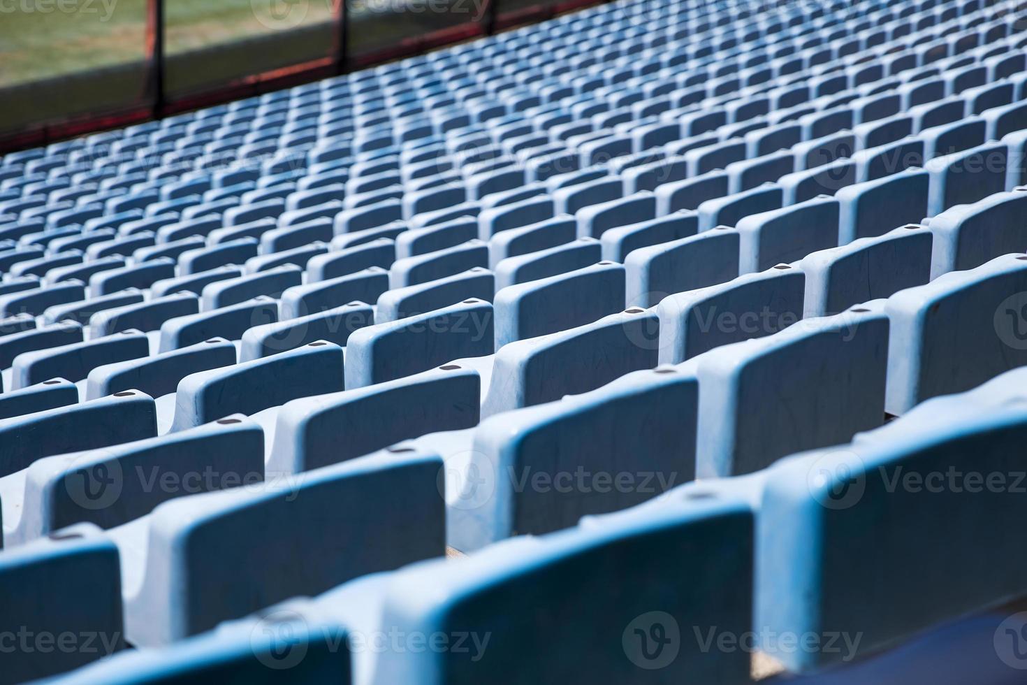 Nahaufnahme Detail der blauen Stadionsitze foto