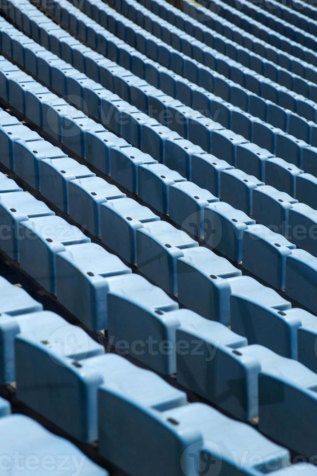 Nahaufnahme Detail der blauen Stadionsitze foto