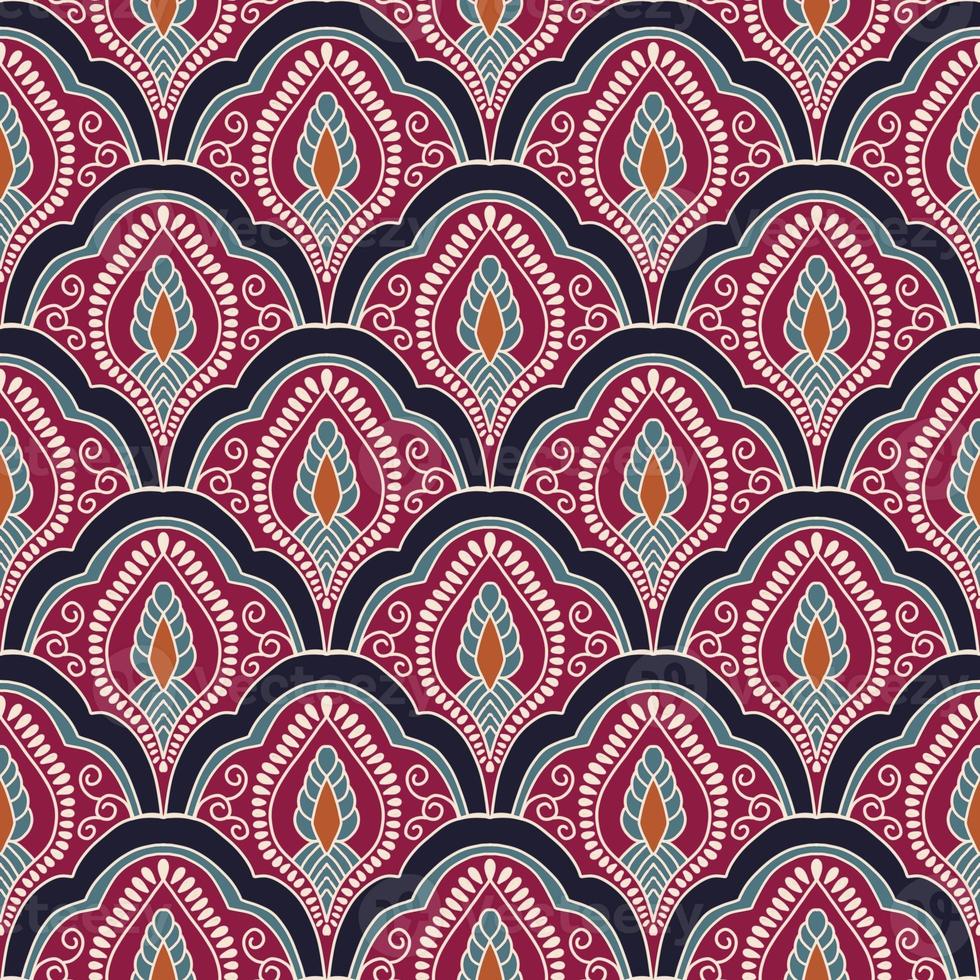 ethnisch Ikat Muster geometrisch einheimisch Stammes- Boho Motiv aztekisch Textil- Stoff Teppich Mandalas afrikanisch amerikanisch Indien Blume foto