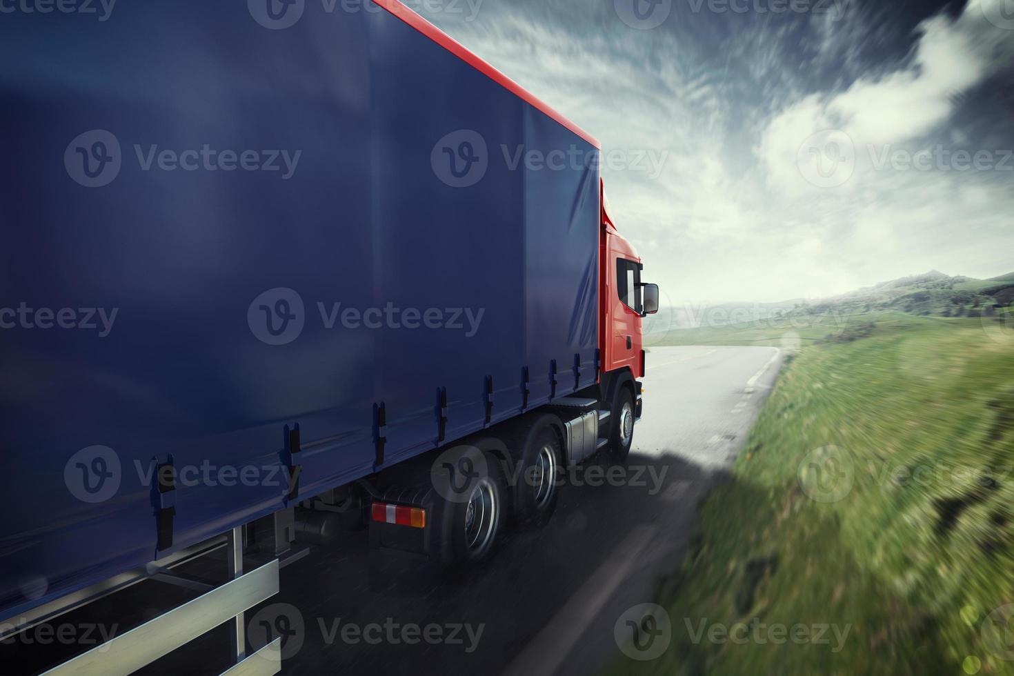 LKW auf das Straße 3d Rendern foto