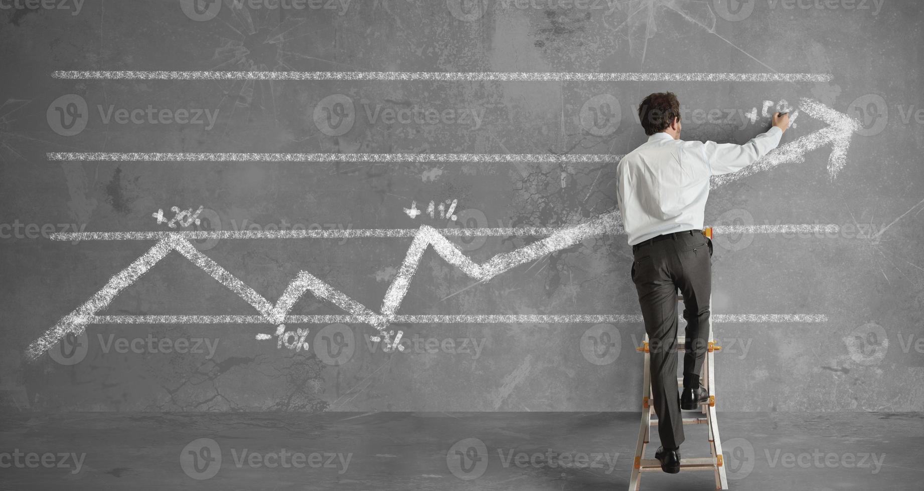 Geschäftsmann und Statistiken Trend foto