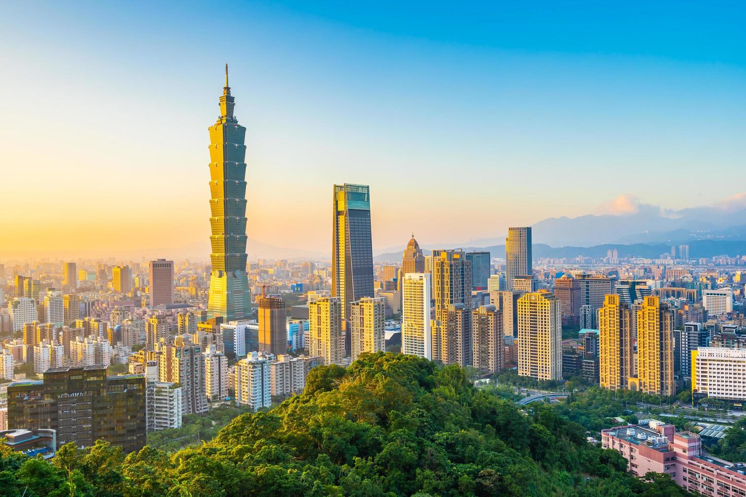 Taipei 101 Turm und Blick auf Taipei, Taiwan foto