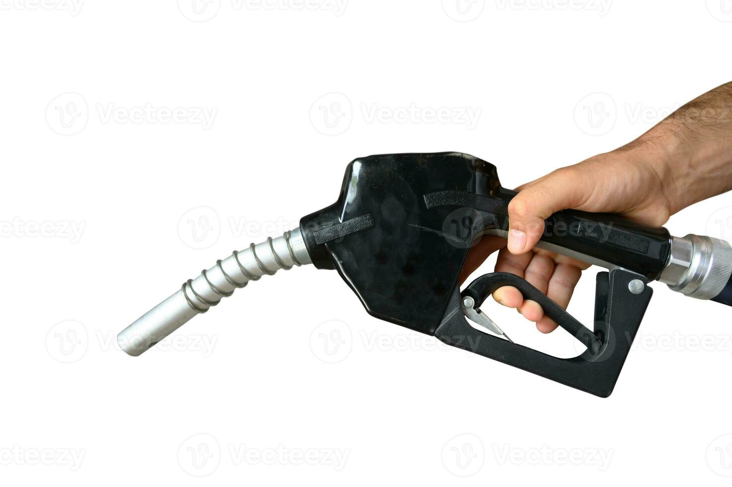 isoliert Treibstoff Pumpe Bedienung auf Weiß Hintergrund foto