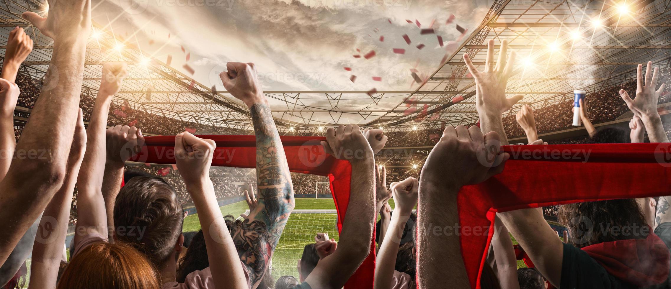 Fußball Szene mit Jubel Publikum beim das Stadion foto