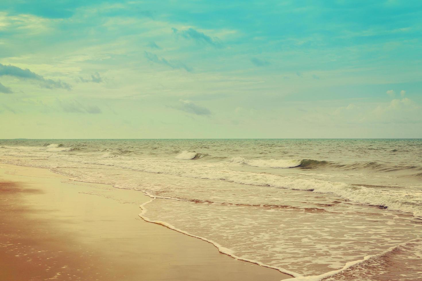 tropisch Strand Seelandschaft im Sommer- mit Jahrgang getönt. foto