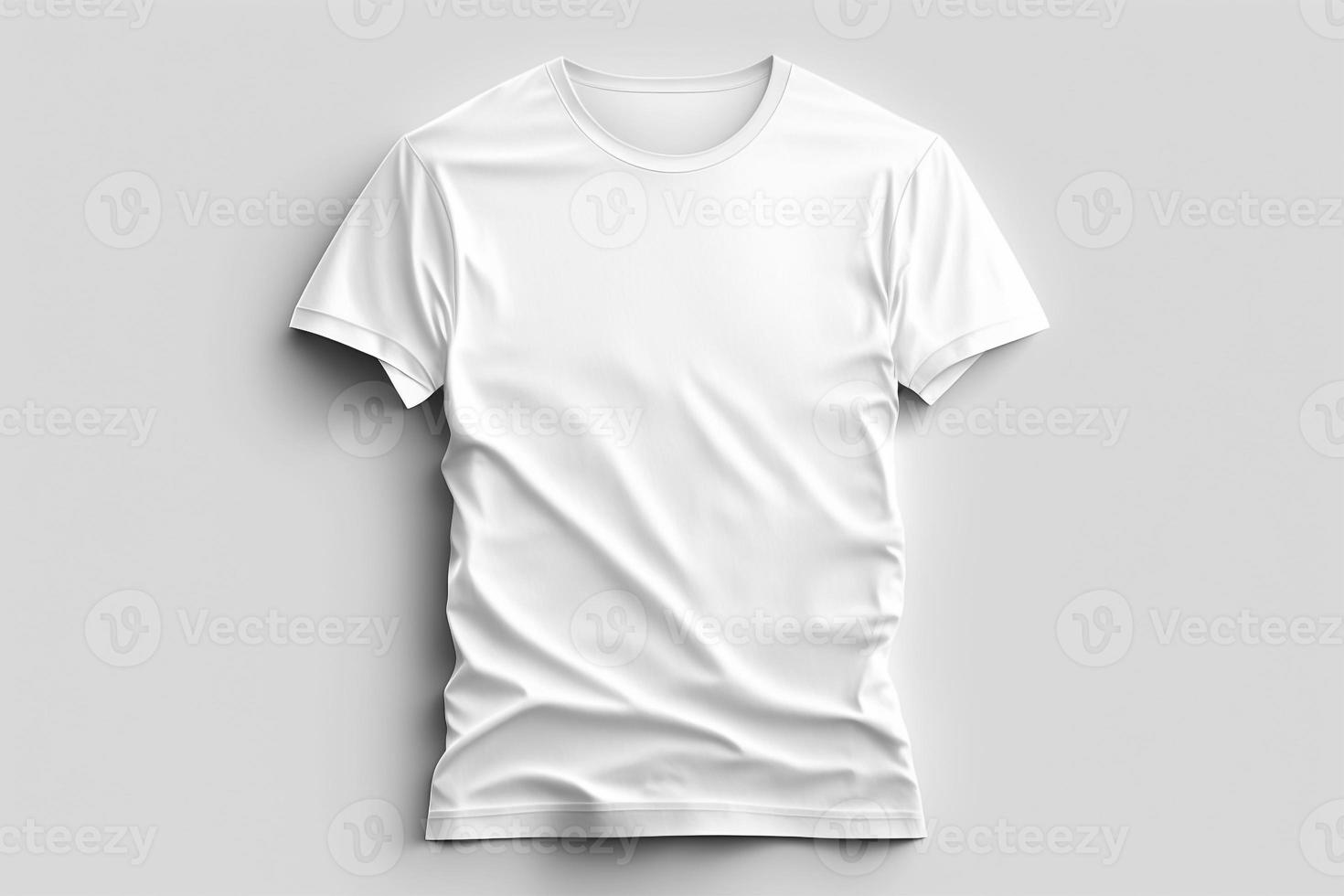 Attrappe, Lehrmodell, Simulation von ein leer königlich Weiß T-Shirt mit lange Ärmel isoliert auf Weiß Hintergrund. foto