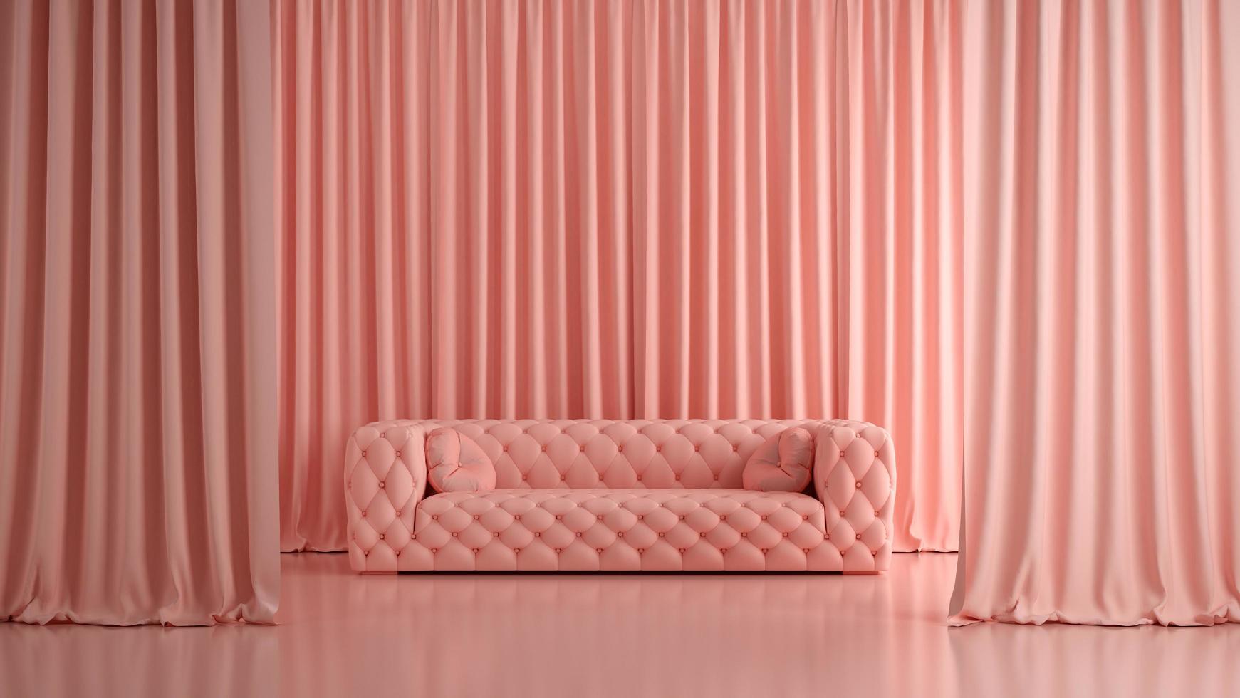 monochromes rosa gefärbtes leeres Innenraumhintergrund in der 3d Illustration foto