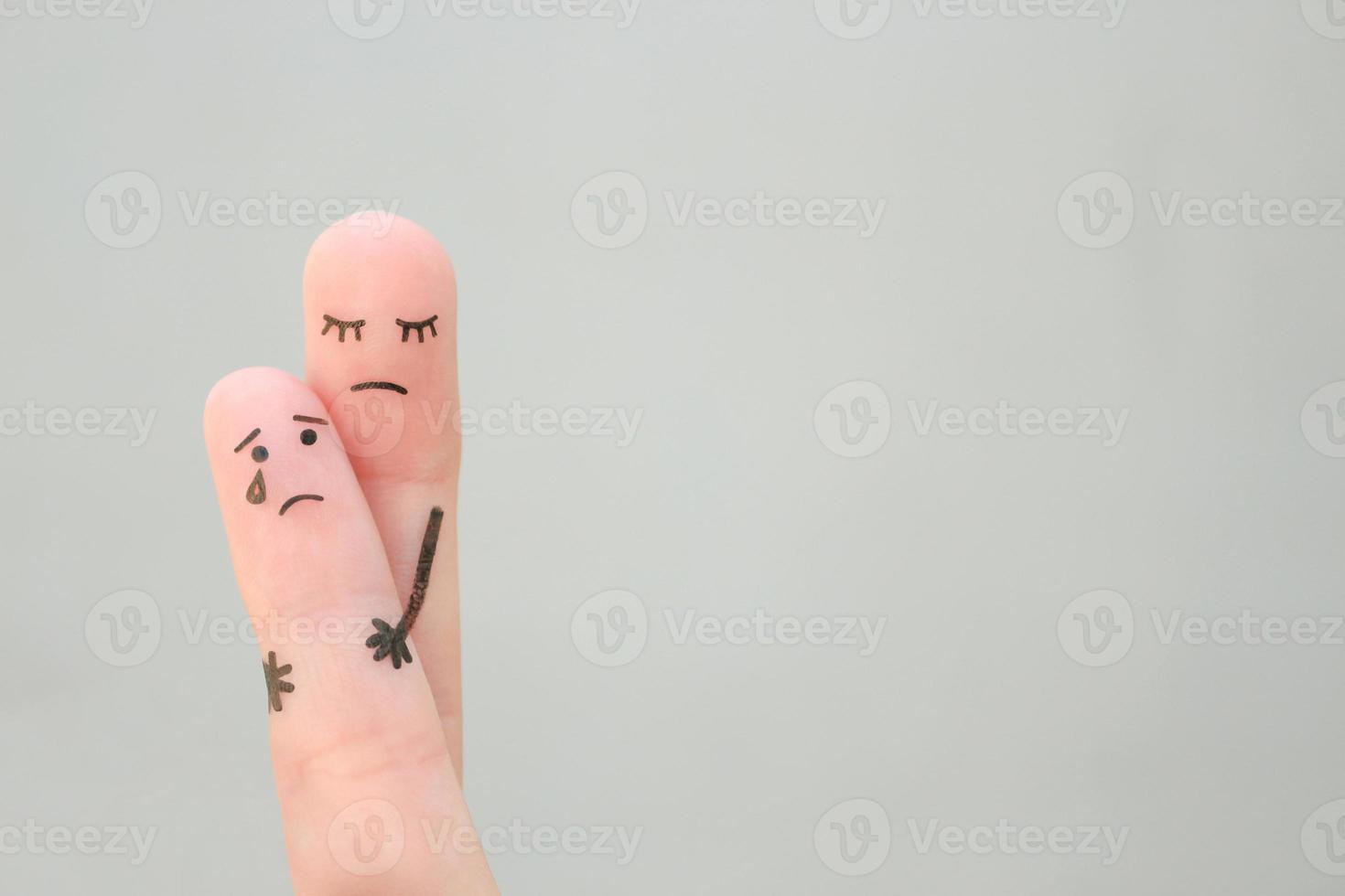 Finger Kunst von Familie. Konzept Single Mutter links allein mit Kind. foto