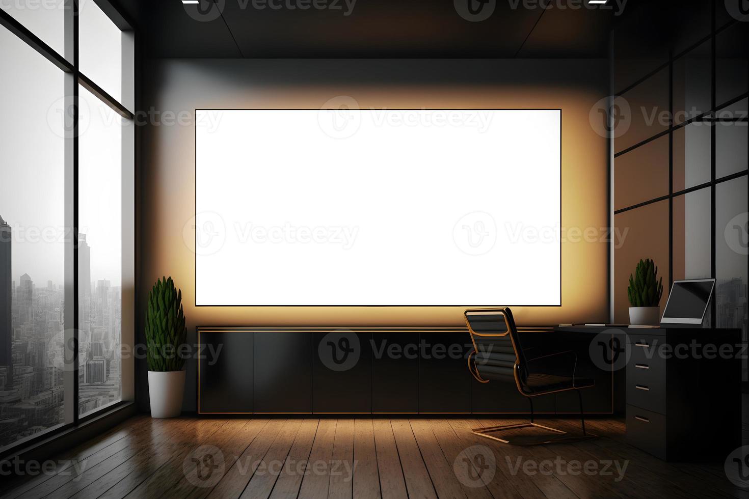breit Mauer LED Bildschirm Attrappe, Lehrmodell, Simulation , horizontal LED Bildschirm Anzeige Innerhalb ein Büro Umgebung foto
