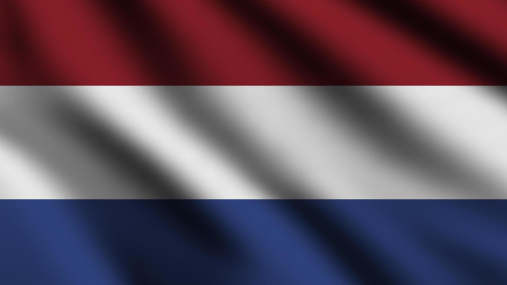 die niederländische flagge weht im wind mit hintergrund im 3d-stil foto