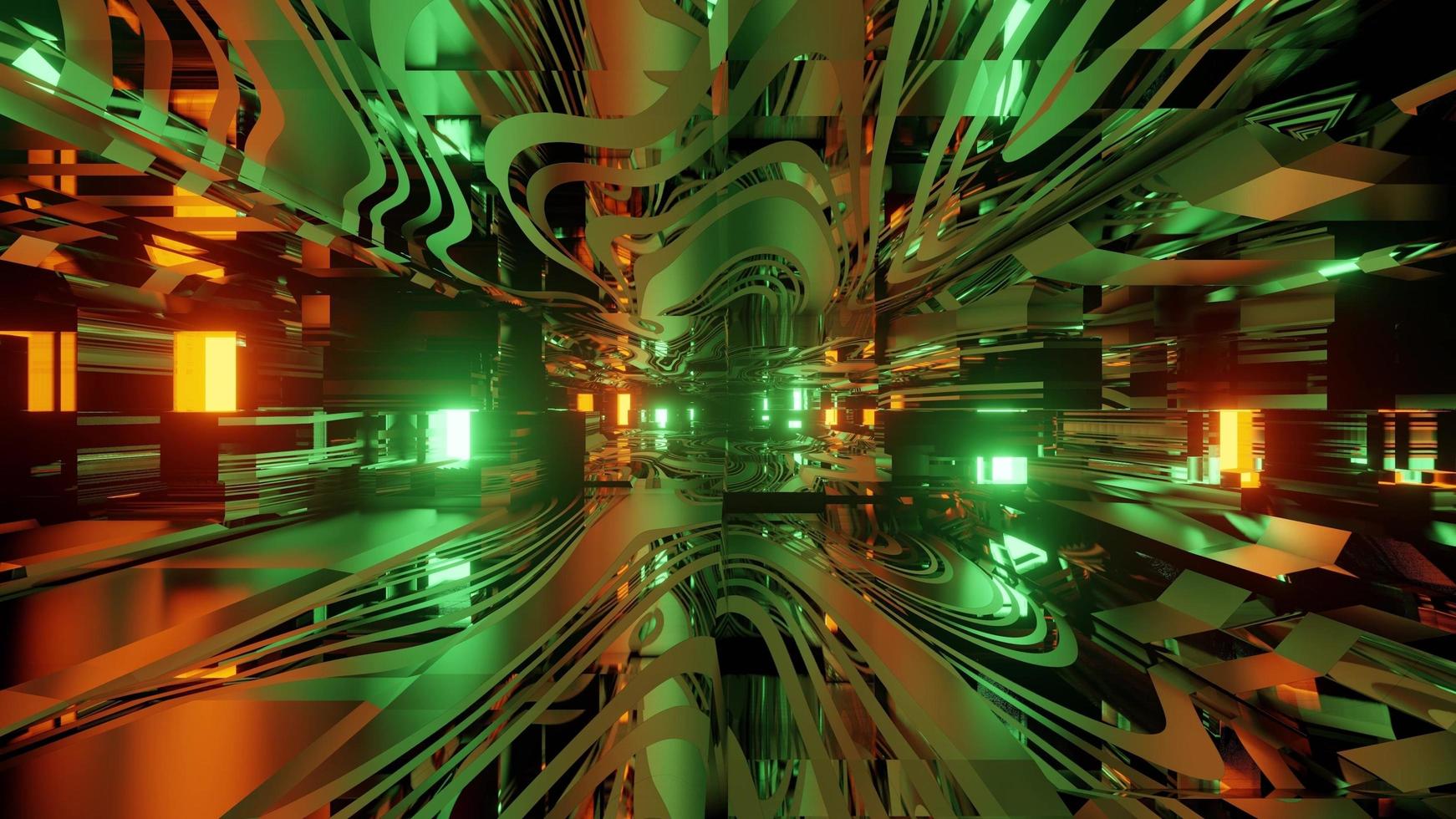 futuristischer Tunnel mit gespiegelter innerer 3d Illustration foto