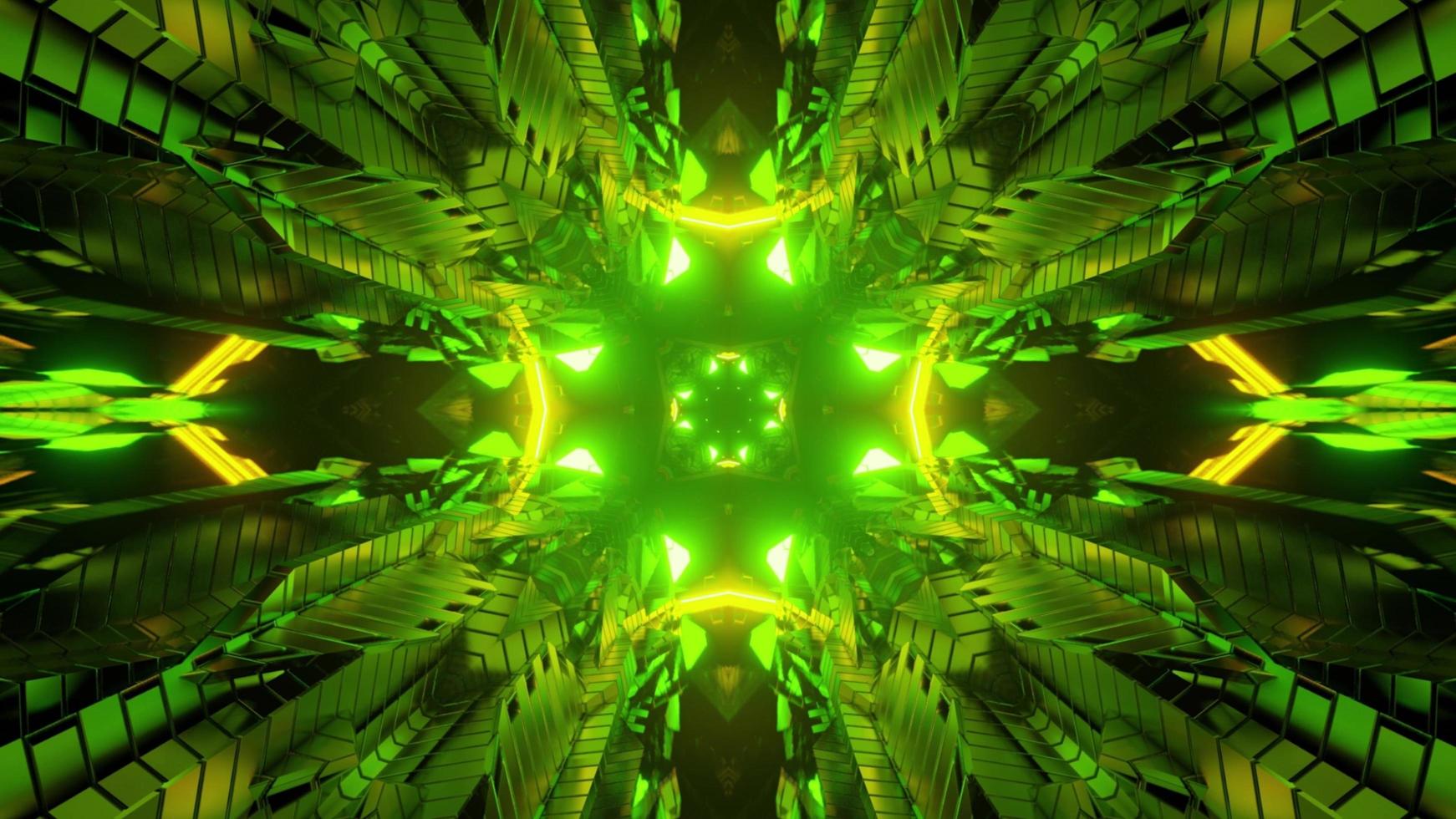 3D-Illustration des Neon-Cyberspace mit geometrischem Muster foto