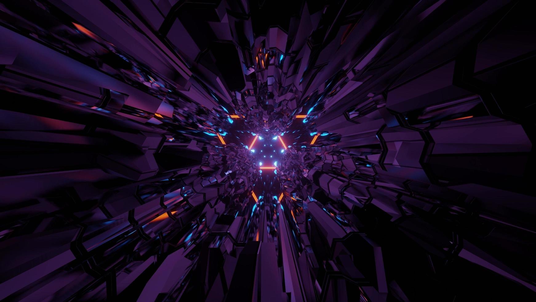 futuristischer Cyberspace mit lila Wänden in der 3D-Illustration foto