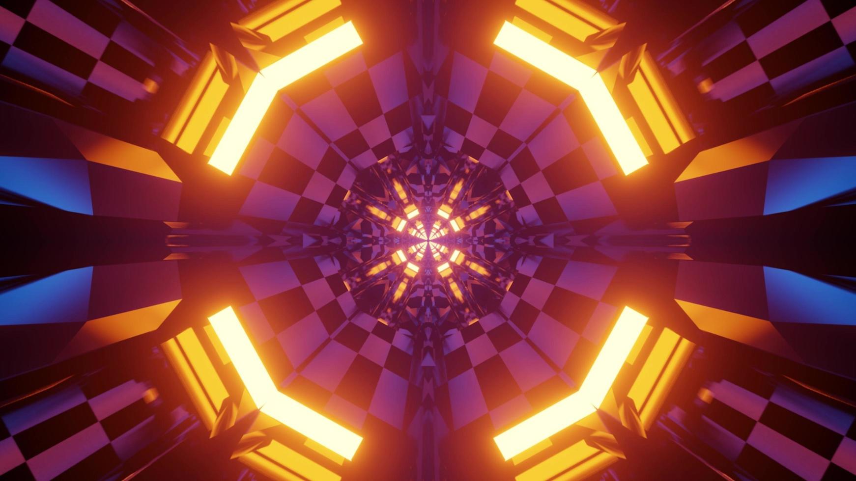 mehrfarbige geometrische Struktur mit Neonlichtern 3d Illustration foto