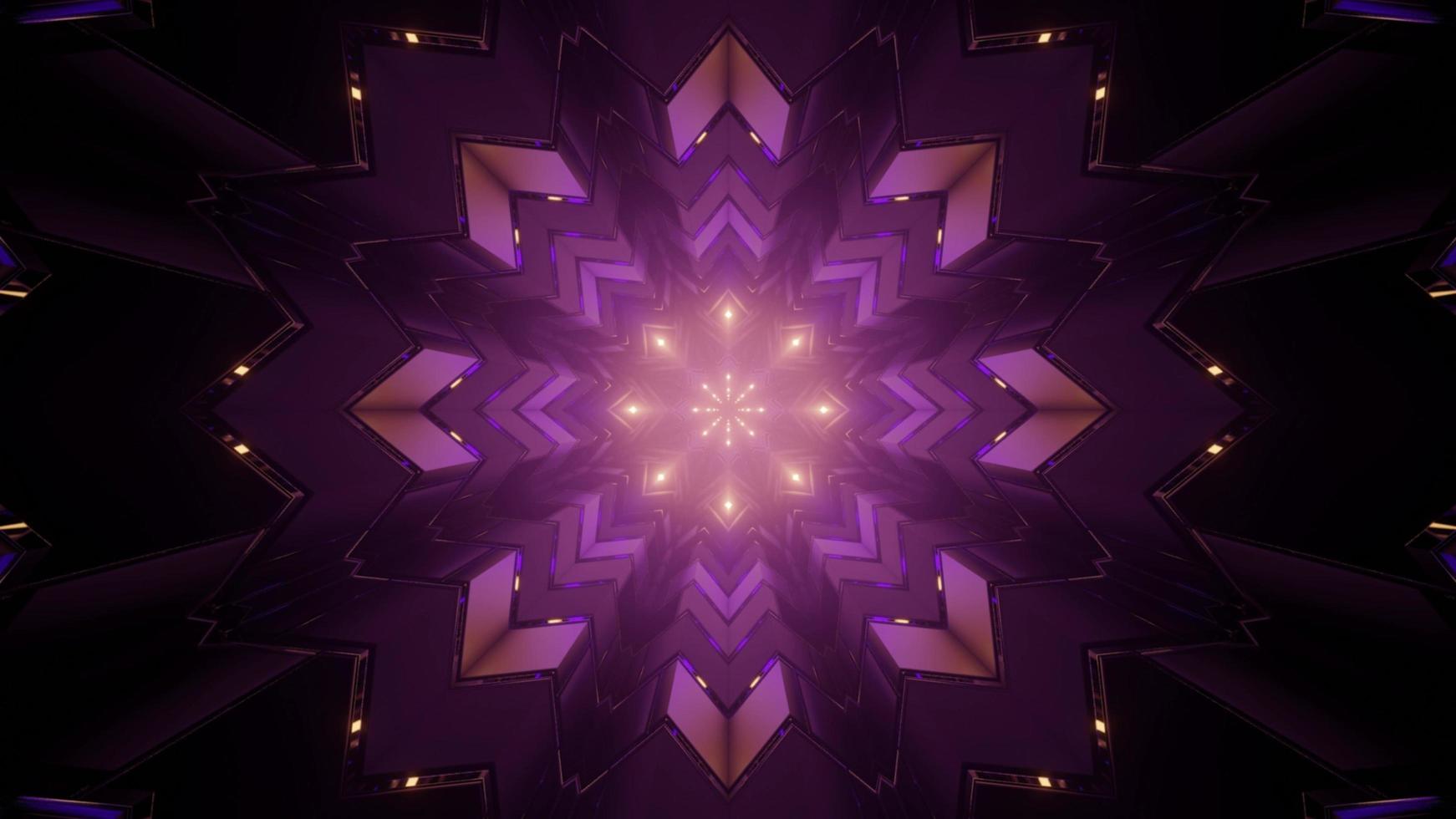 3d Illustration des geometrischen Musters des geschlungenen Kaleidoskops im dunklen Tunnel foto