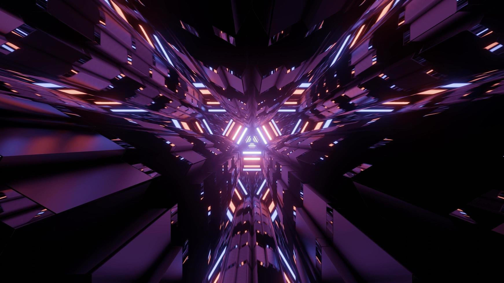 abstrakter Hintergrund der purpurnen futuristischen Figuren in der 3D-Illustration foto
