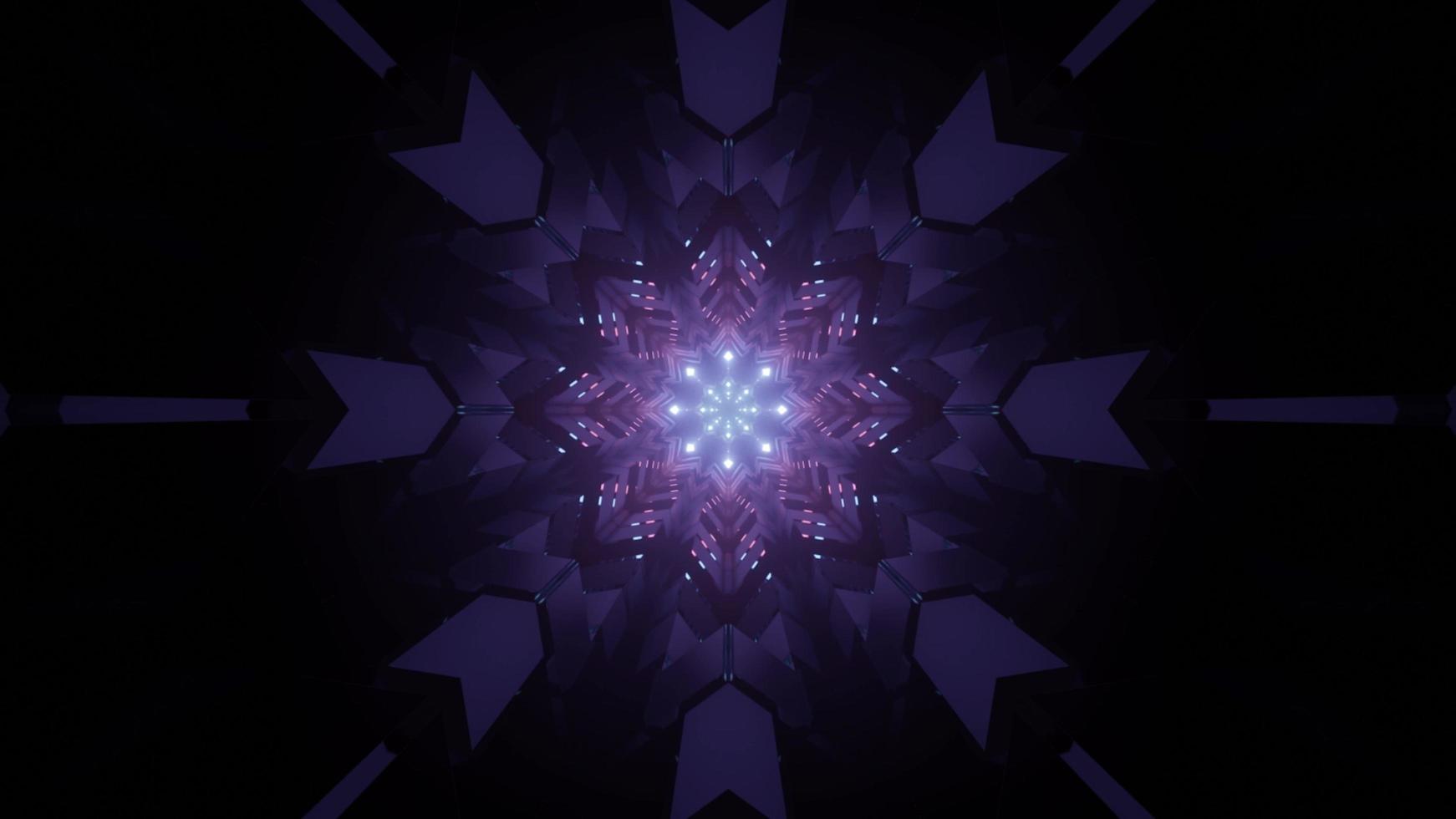 violettes geometrisches Muster mit 3D-Illustration der leuchtenden Lichter foto