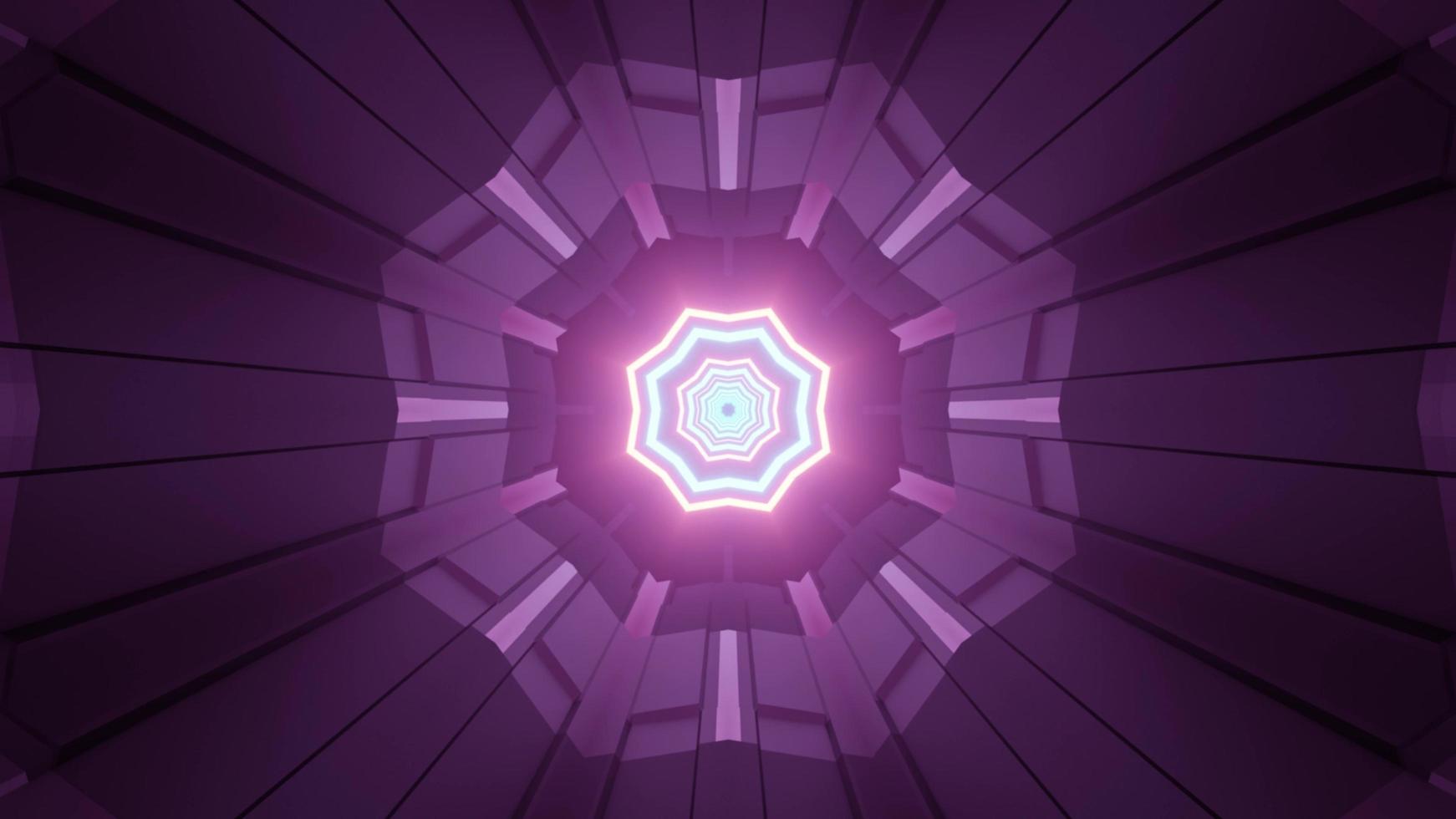 glänzendes lila geometrisches Muster mit Neonlinien 3d Illustration foto