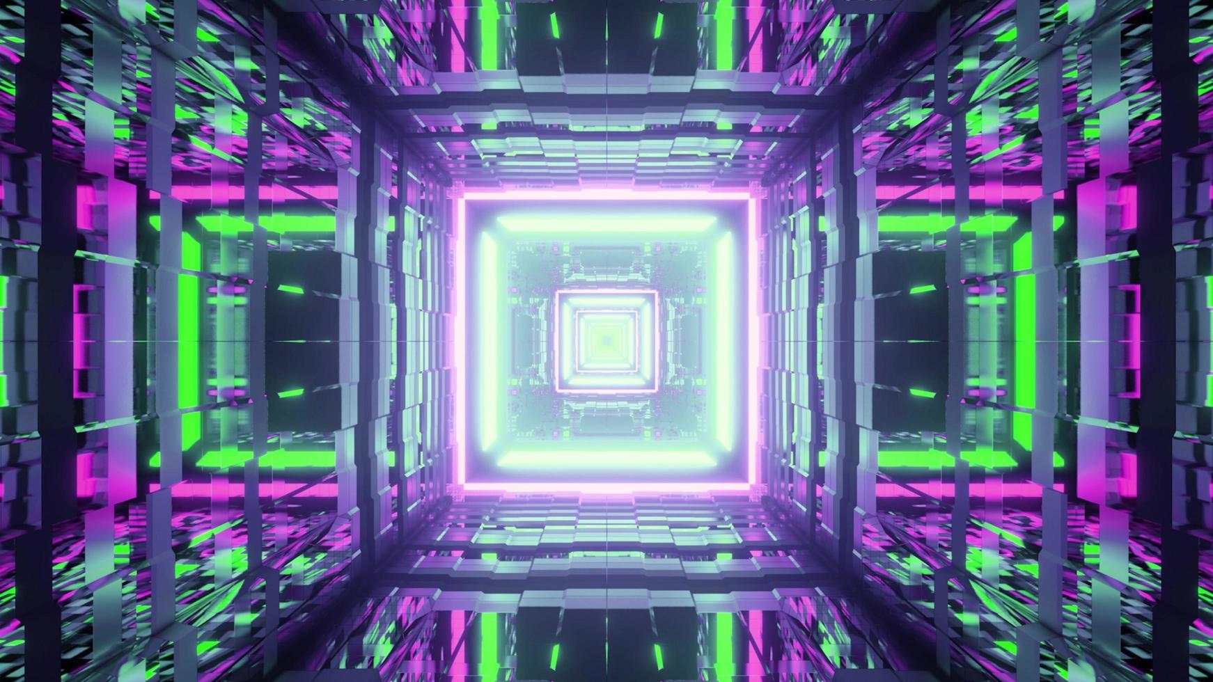 geometrischer Tunnel mit reflektierenden Wänden 3d Illustration foto