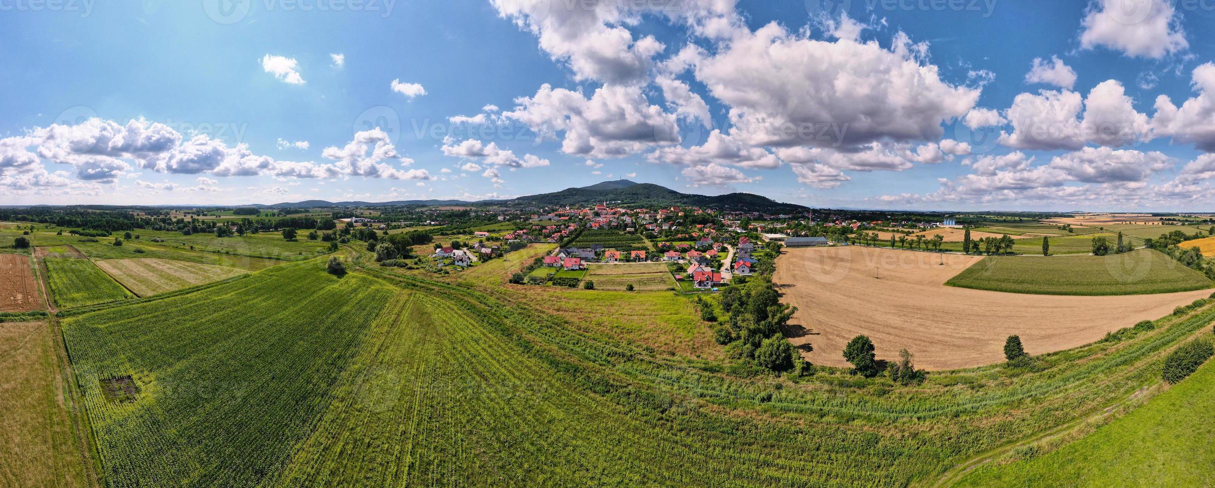 luftaufnahme von landwirtschaftlichen und grünen feldern auf dem land foto