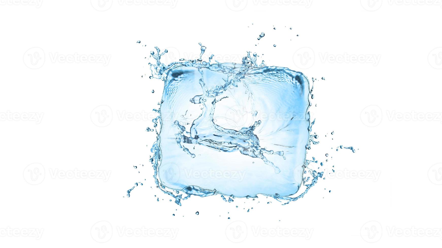 Wasserspritzer mit einer Hirschform lokalisiert auf einem weißen Hintergrund foto