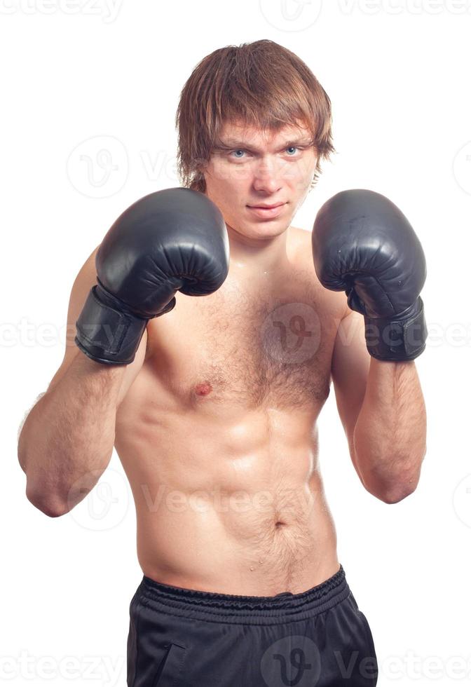jung kaukasisch Mann Boxer. foto