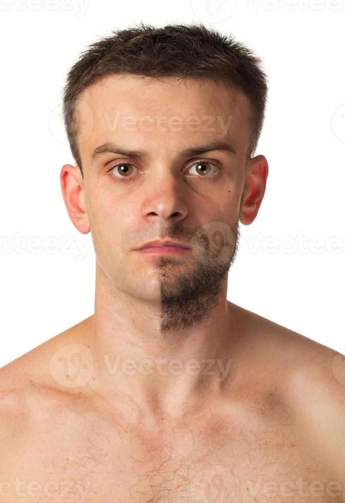 Mann mit ein Bart auf Hälfte foto