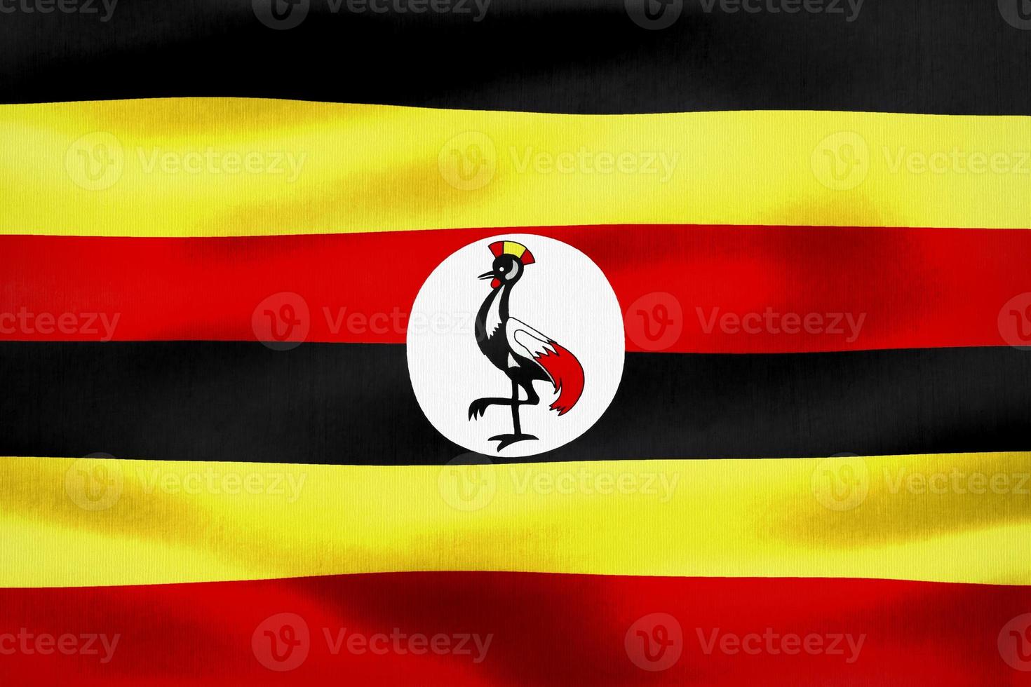 3d-illustration einer uganda-flagge - realistische wehende stoffflagge foto