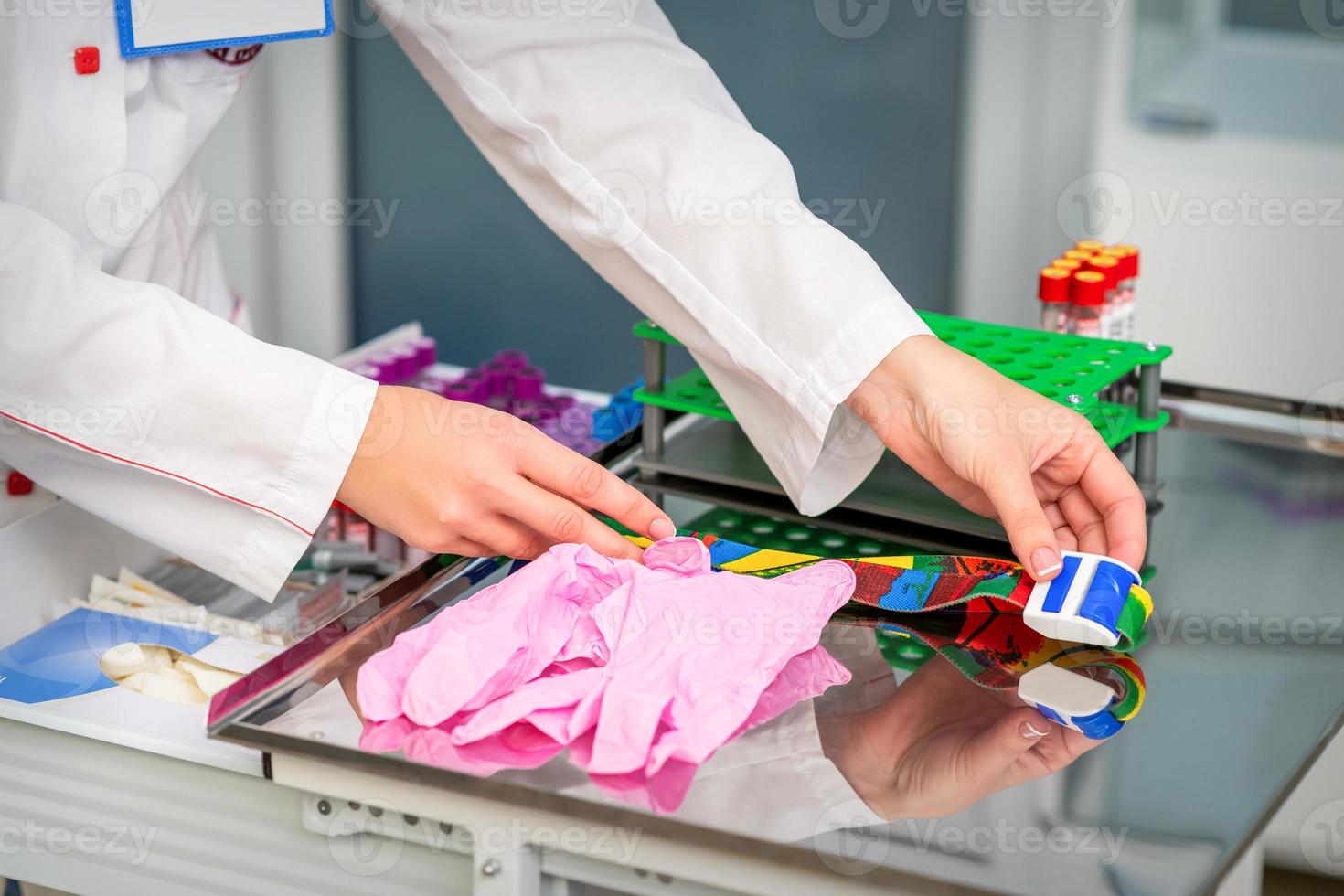 bereiten Werkzeuge zum Blut Probenahme foto