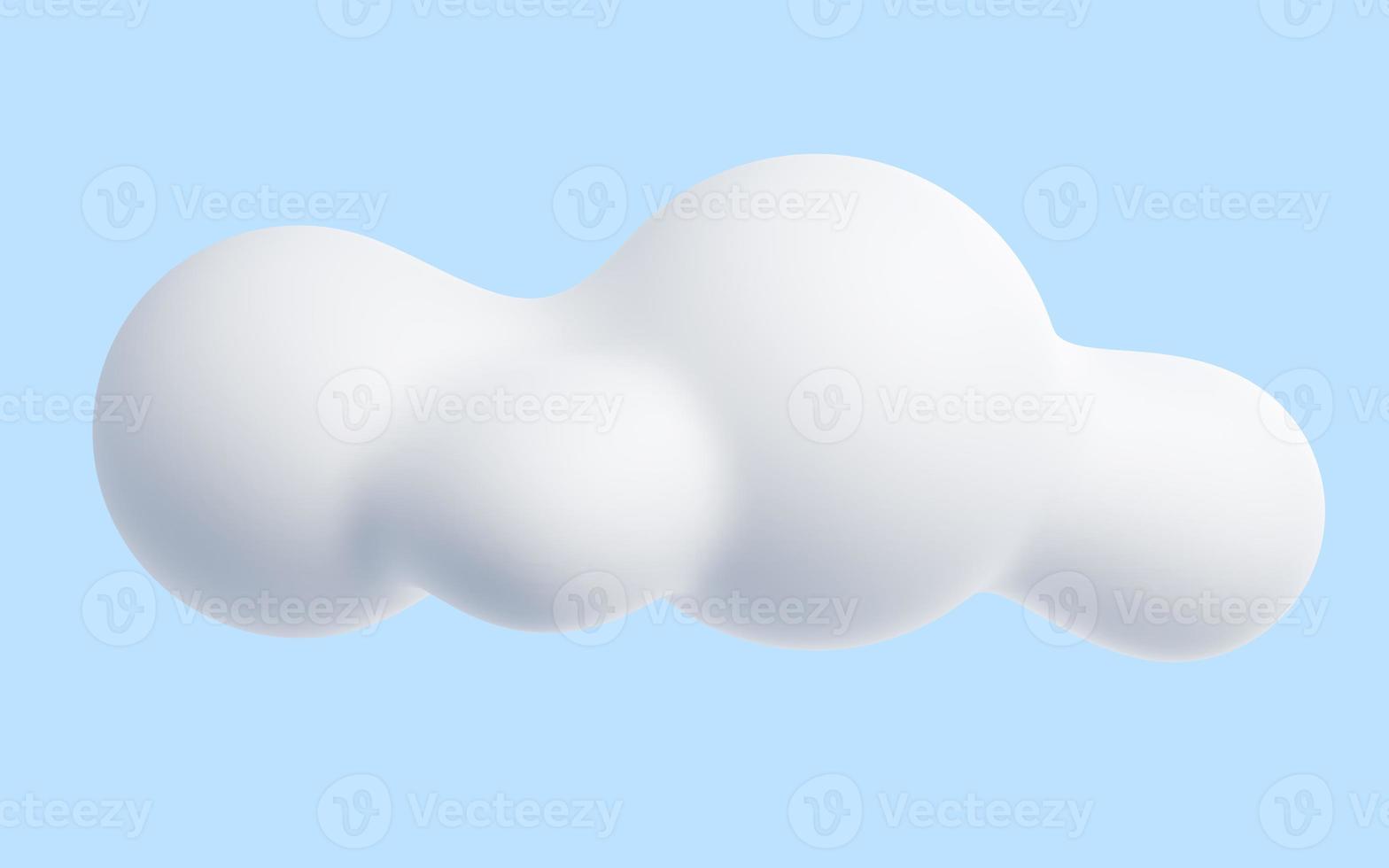 Weiß Wolke Karikatur 3d machen - - Sanft flauschige rund geformt Wolken auf Blau Pastell- Hintergrund. foto