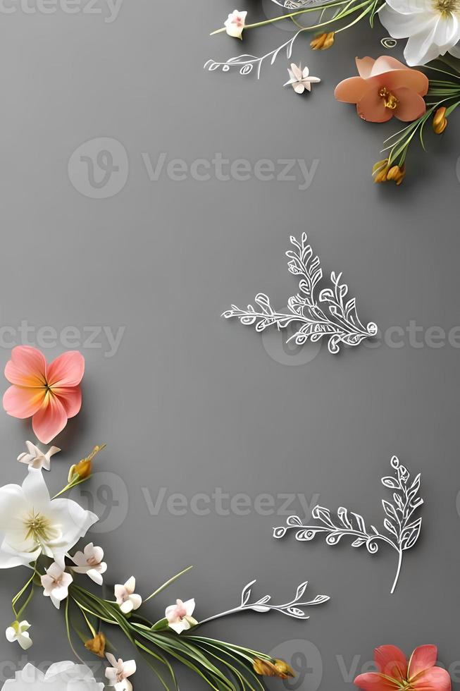 bunt einfach Blumen- Dekoration, winzig Blume Illustration, Hintergrund Vorlage, kreativ Anordnung von Natur und Blumen. gut zum Banner, Hochzeit Karte Einladung Entwurf, Design Element, und andere. foto