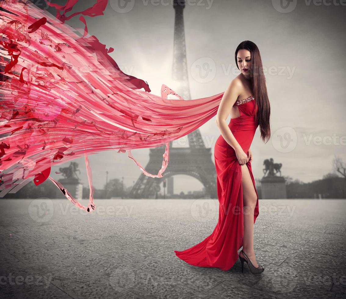 modisch Frau mit rot Kleid foto