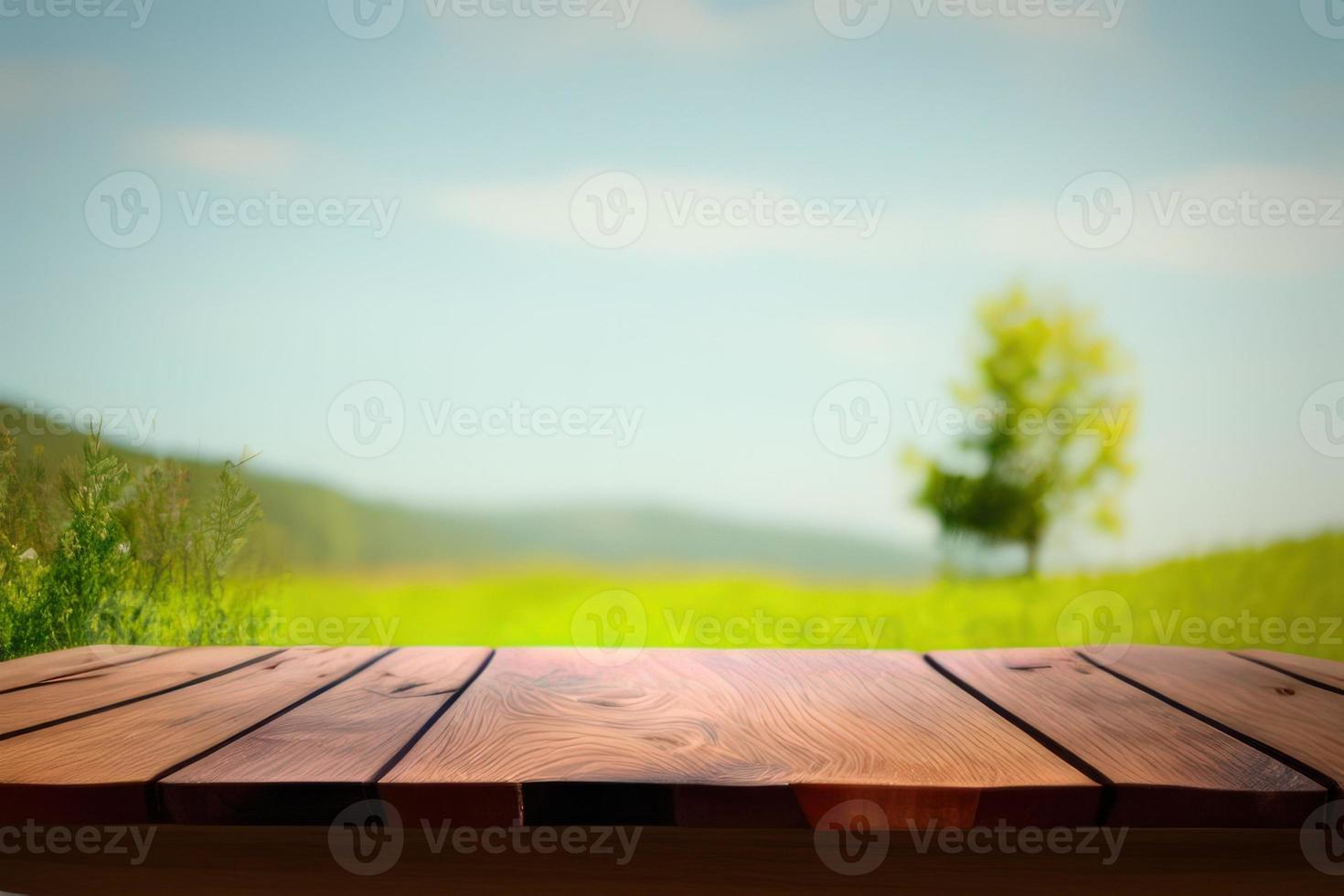 leeren hölzern Tabelle zum Produkt Show Natur im Hintergrund foto