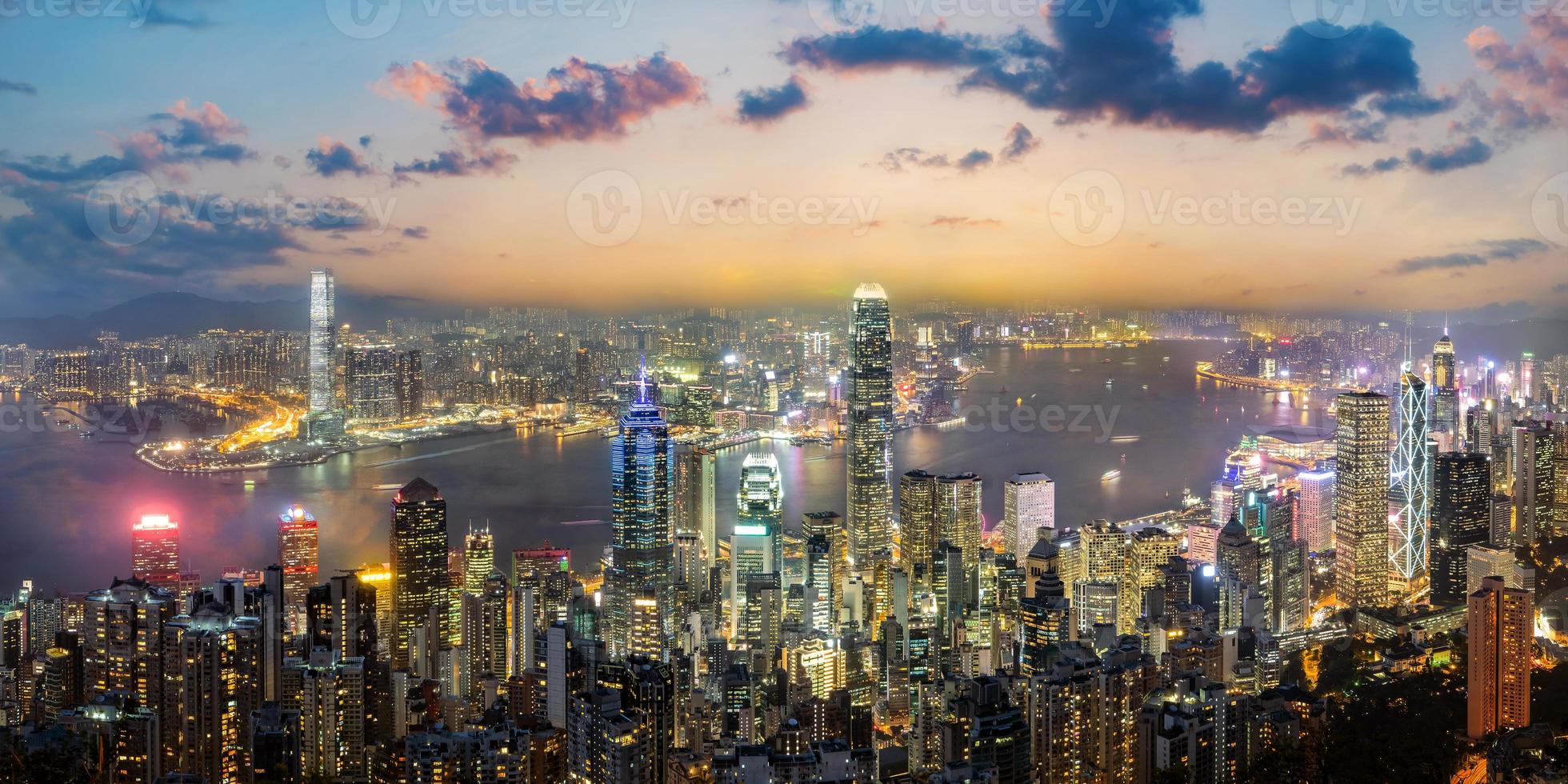 Panoramablick auf die Skyline von Hongkong, China foto