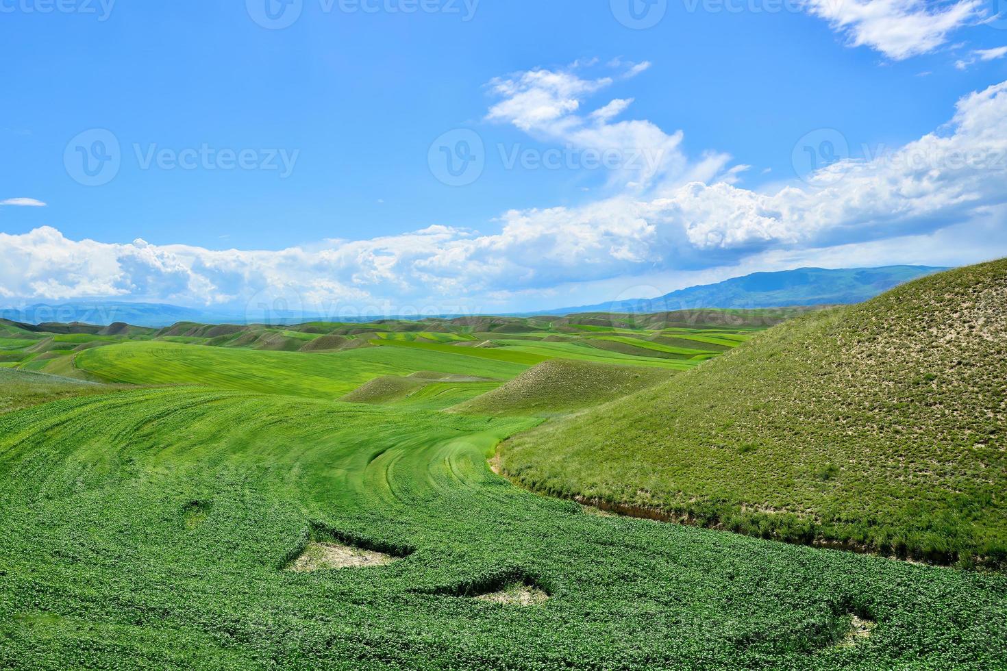 das schön Landschaft entlang das Weg zu qiongkushtai im Xinjiang foto