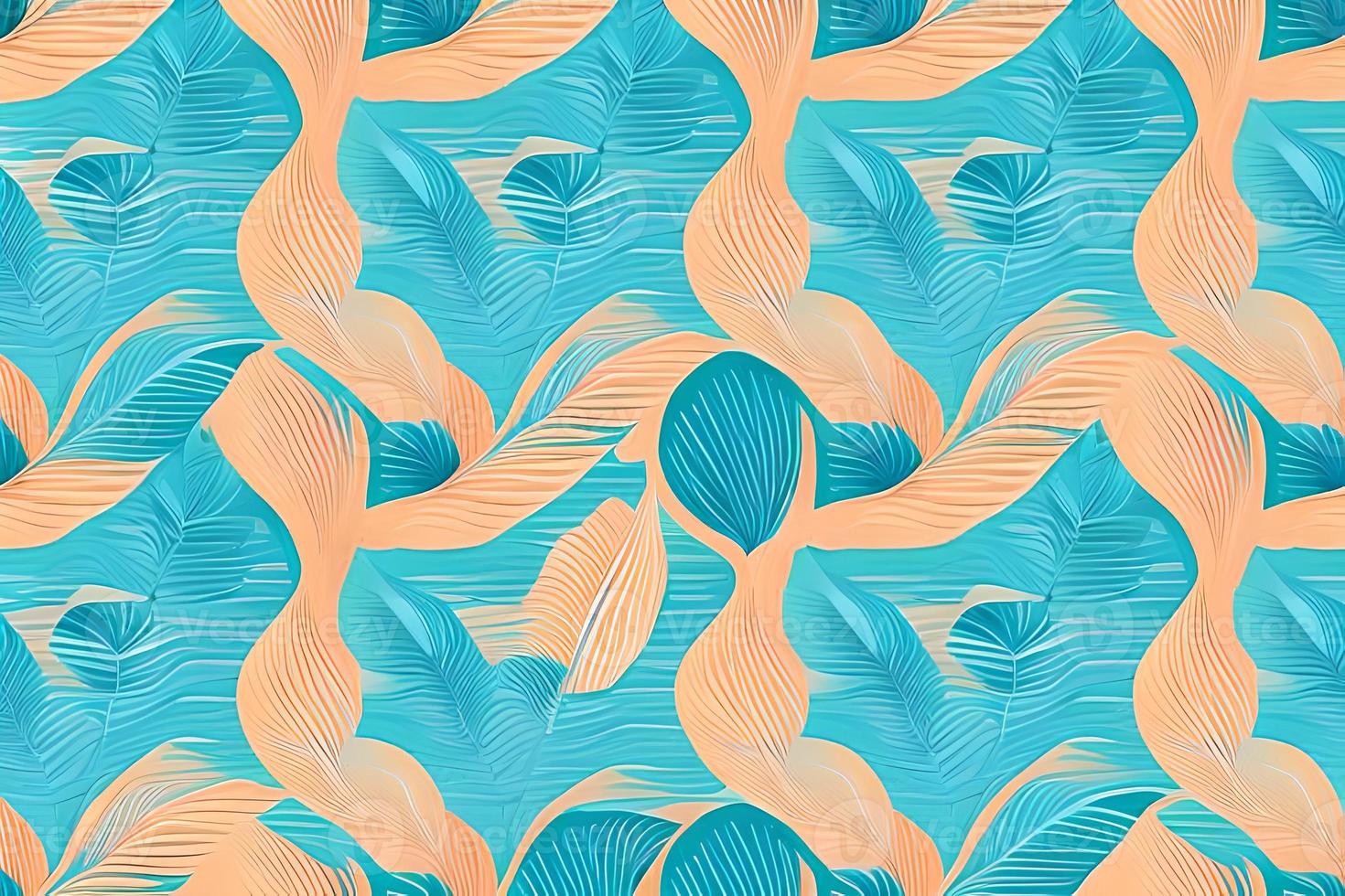 abstrakt Blau und Beige Blume und Blätter nahtlos Muster Hintergrund. Blume und Blatt Clip Illustration Textur. foto