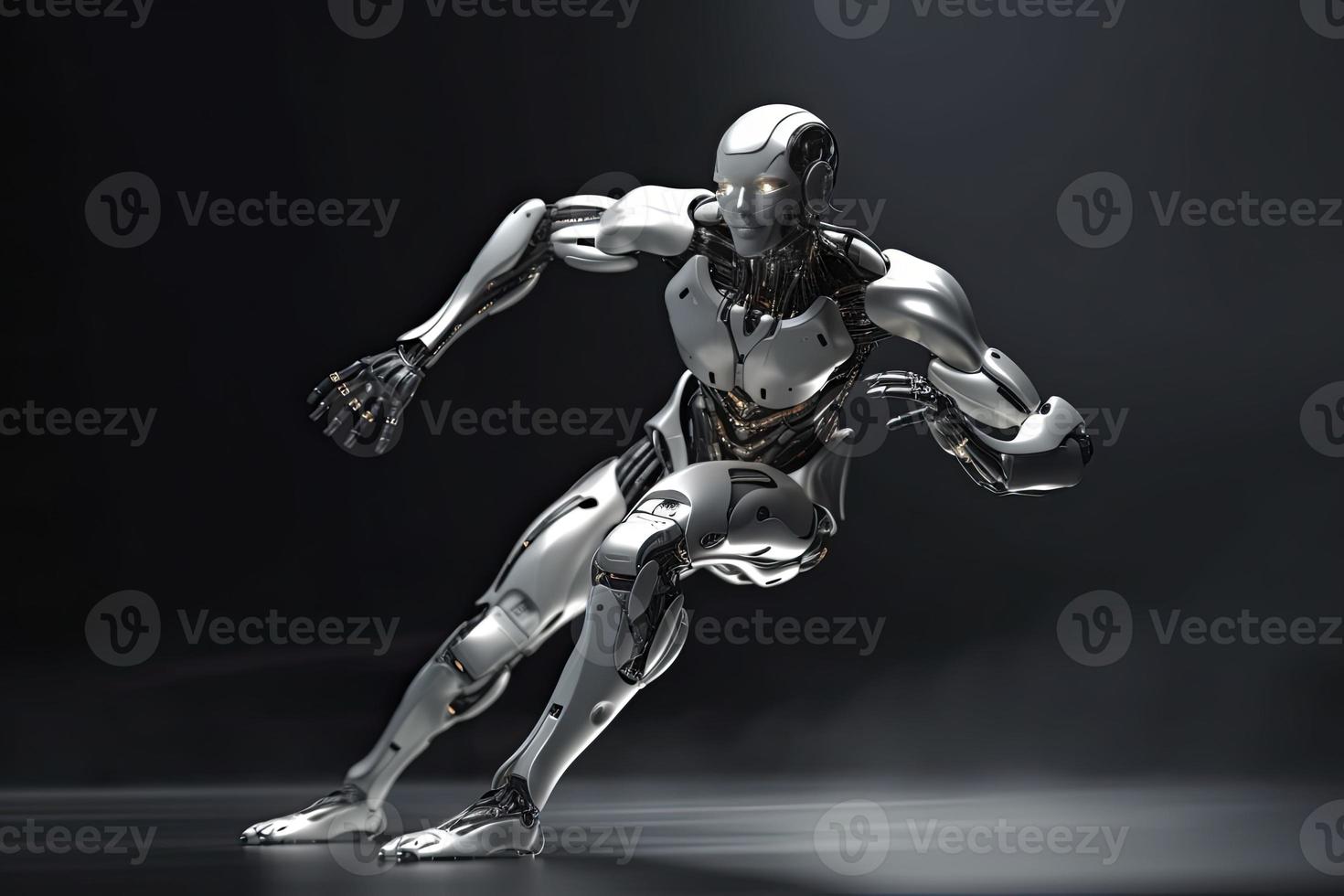 Cyborg Laufen schnell, künstlich Intelligenz Roboter, Zukunft Technologie, Humanoid Maschine foto