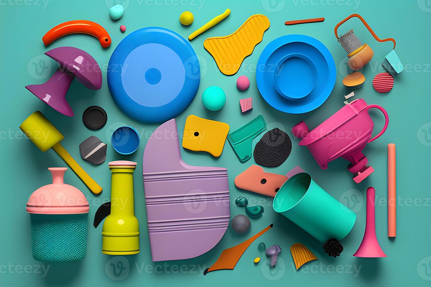 Plastik Spielzeuge zum Recycling. generativ ai. foto
