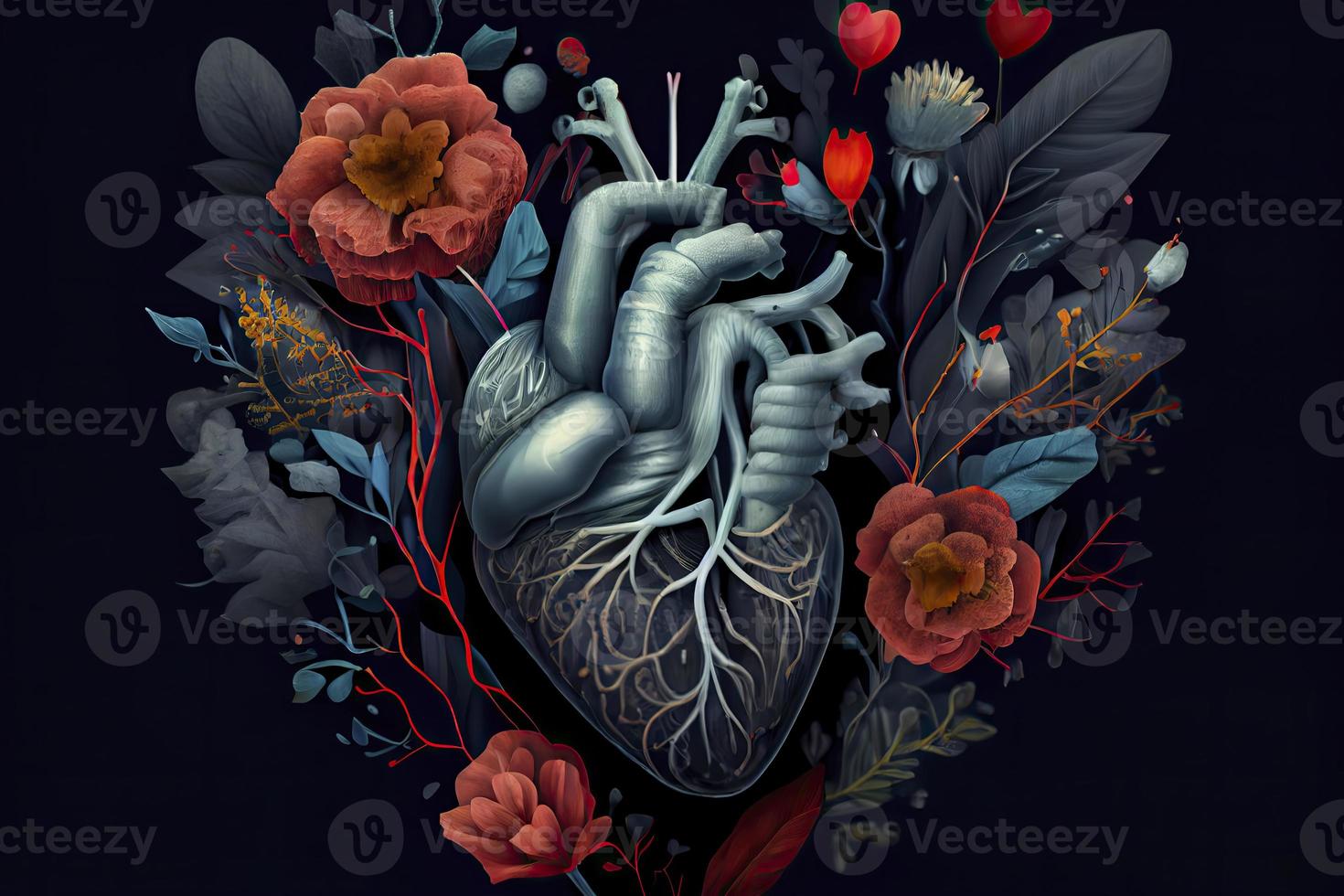 Mensch Herz mit Blumen, Liebe und Emotion Konzept foto
