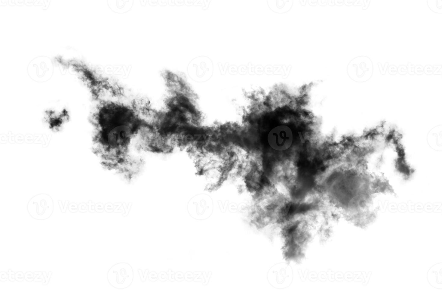 Wolke isoliert auf weißem Hintergrund, Rauch texturiert, abstrakt schwarz foto