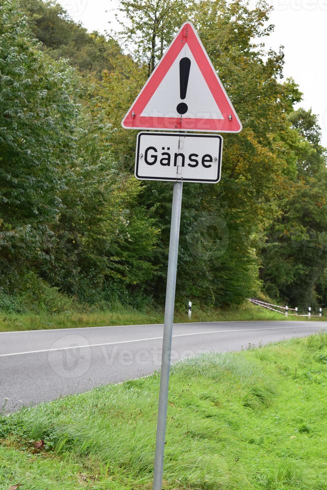 Gänse Warnung der Verkehr Zeichen foto