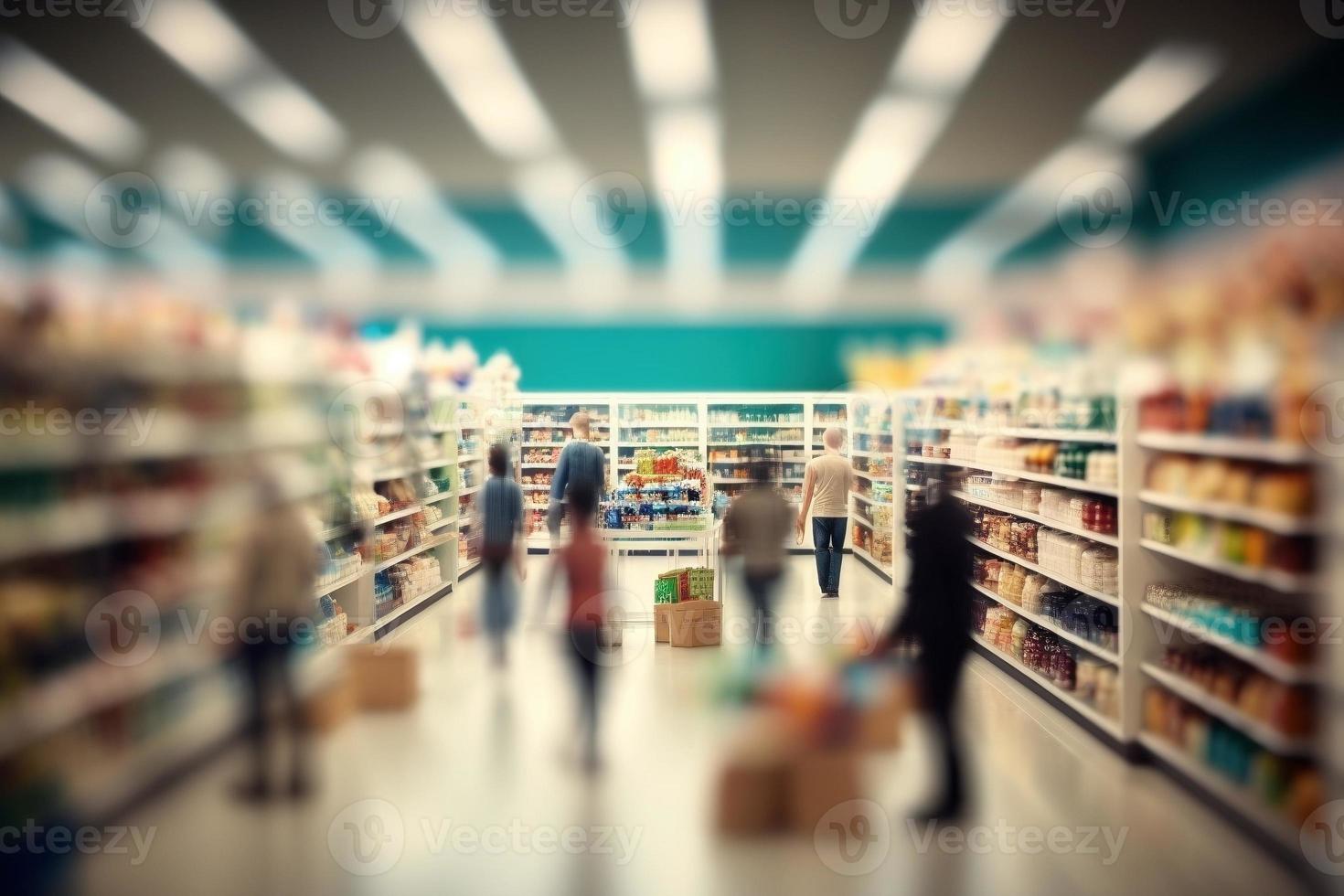 ein Gruppe von Menschen Eile durch Markt, erstellt mit generativ ai foto