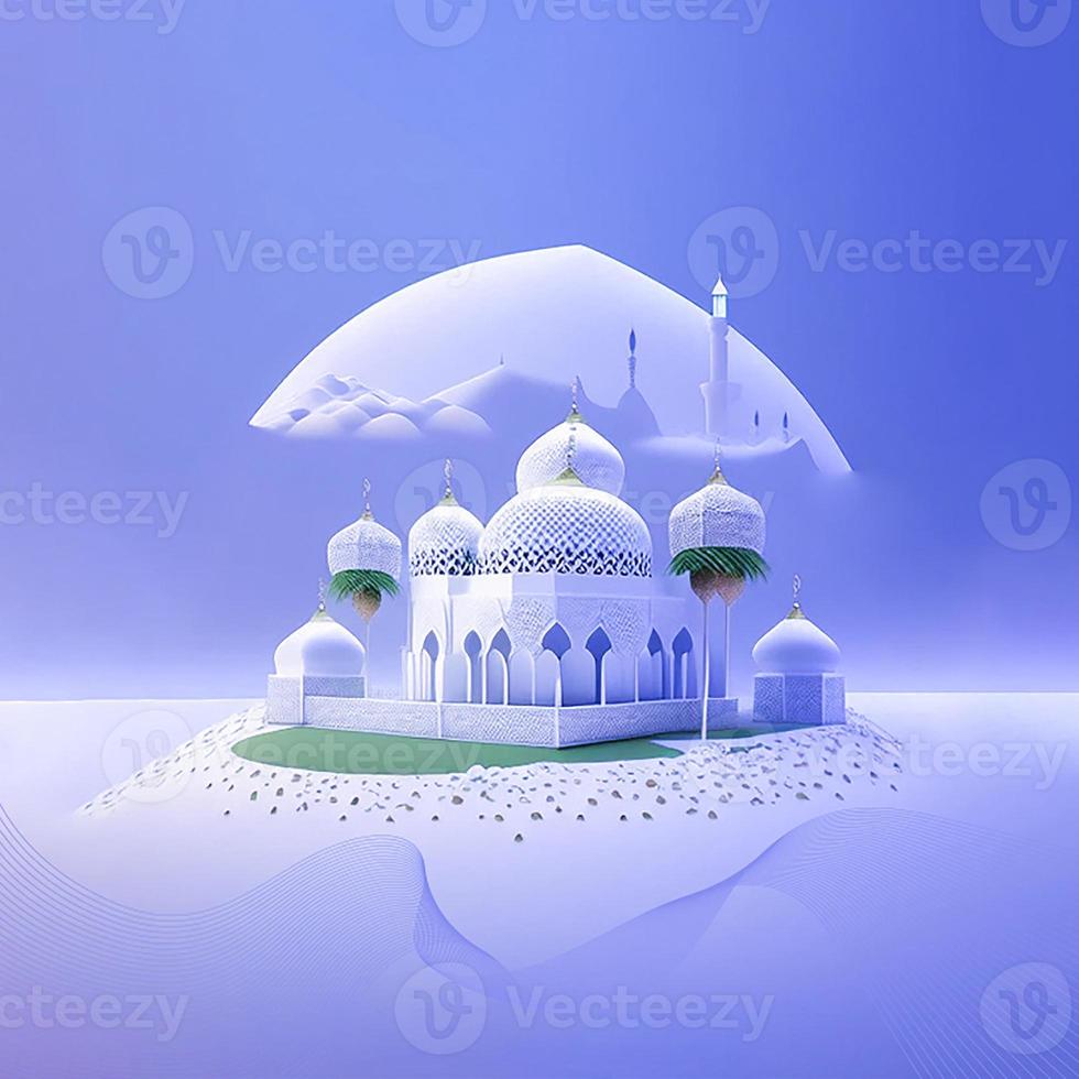 Ramadan kareem 3d Moschee und Lampe Bild zum Sozial Medien Banner Design foto