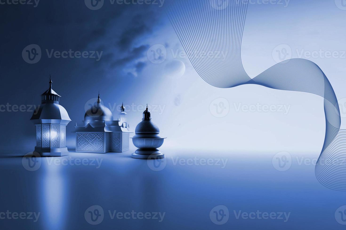 Ramadan kareem 3d Moschee und Lampe Bild zum Sozial Medien Banner Design foto