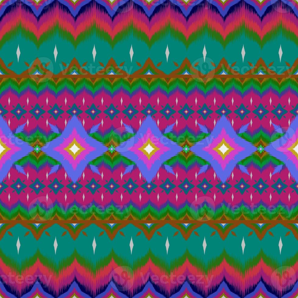 Ikat geometrisch Folklore Ornament, Stammes- ethnisch Textur. nahtlos gestreift Muster im aztekisch Stil, Zahl Stammes- Stickerei, skandinavisch, Ikat Muster foto