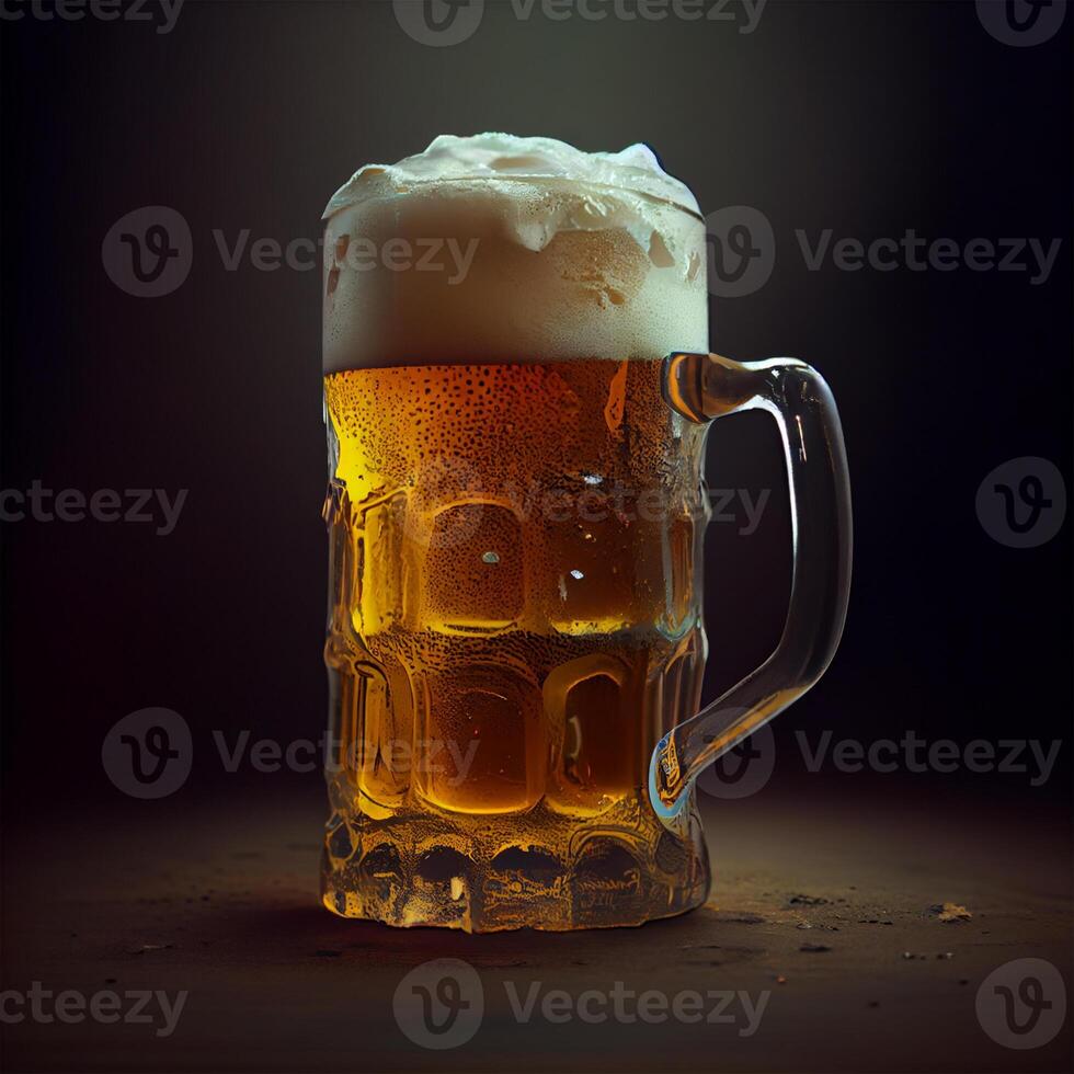 Becher von frisch schaumig Bier - - ai generiert Bild foto