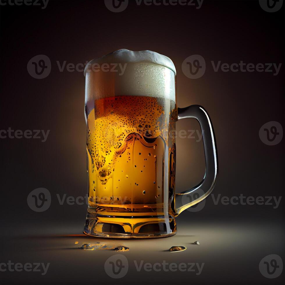 Becher von frisch schaumig Bier - - ai generiert Bild foto